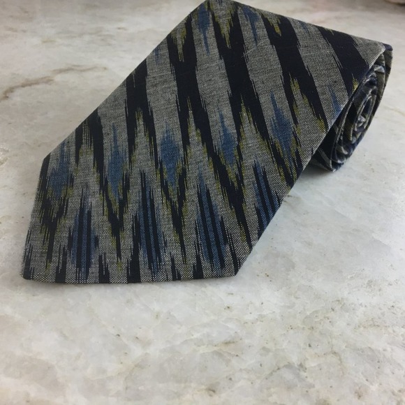 IVANO'S BLACK BLUE GRAY TIE - Picture 9 of 9